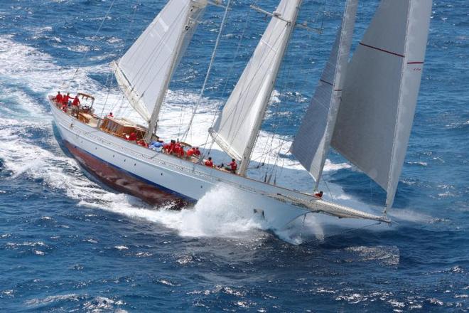 Adela, the majestic twin-masted 182ft schooner is making her way across to Antigua following a refit and will compete in the RORC Caribbean 600 for the fifth time © RORC / Tim Wright / Photoaction.com